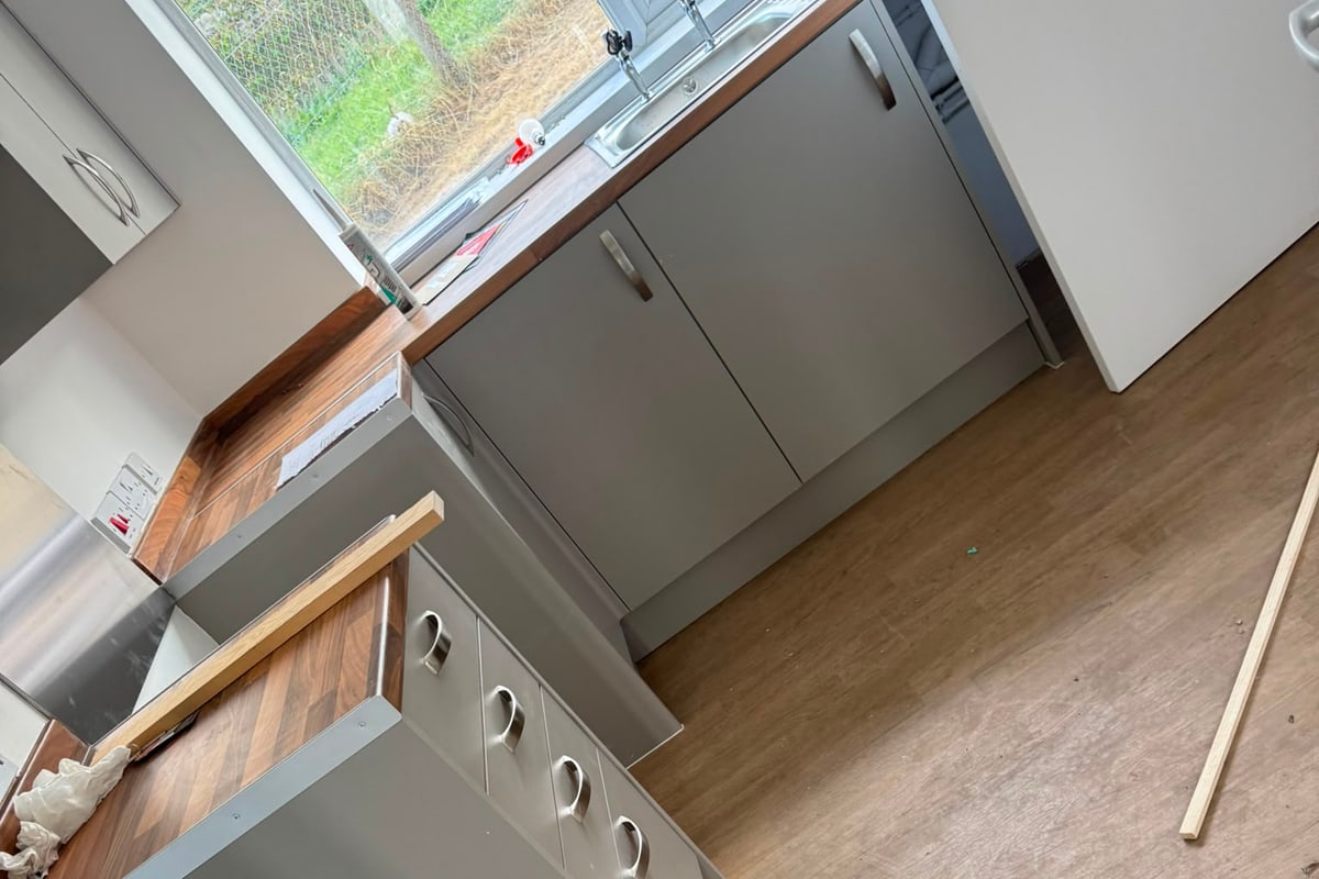 Kitchen ready for handover in North Wales before the work